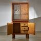 1950's Oakwood Display Cabinet with Sliding Glass Panels