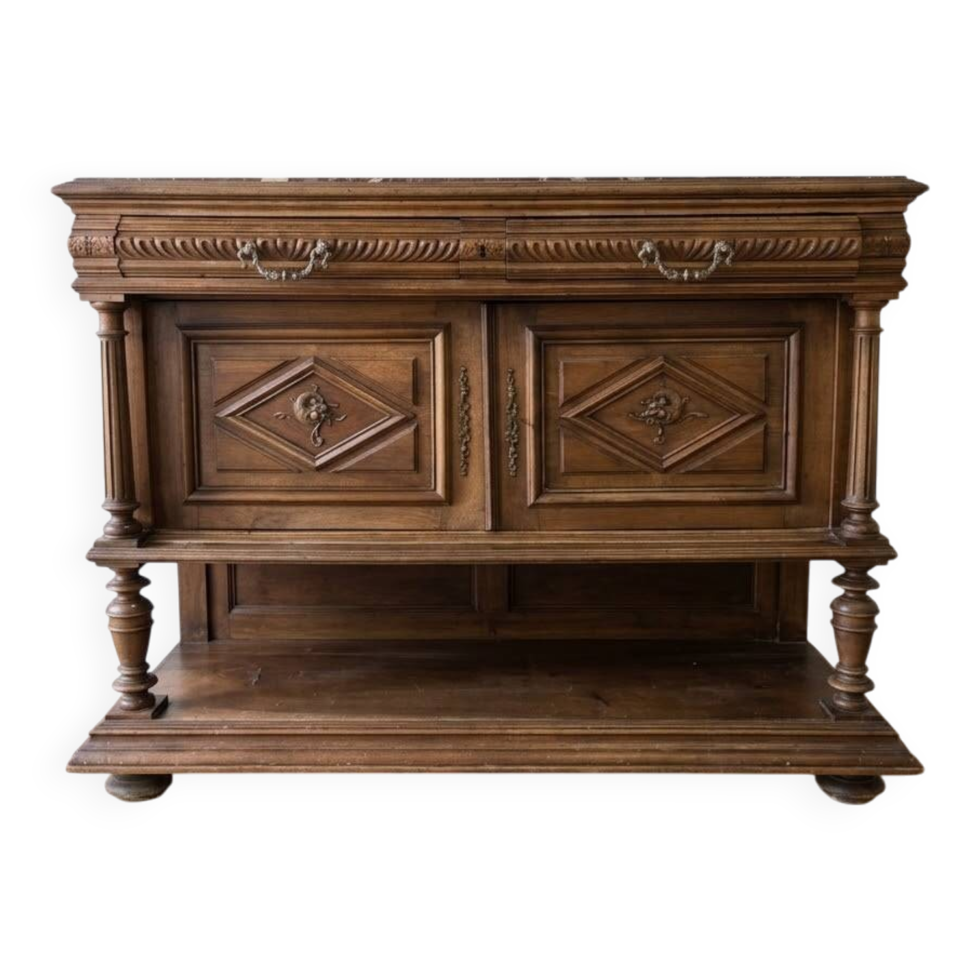 Henri II storage furniture in solid wood and marble