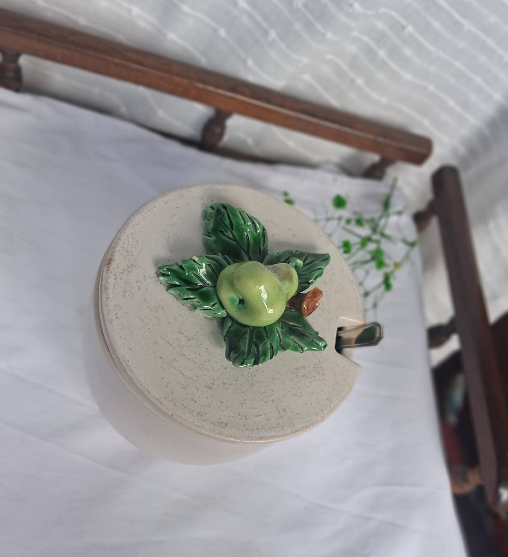 Covered pot / Vintage sugar bowl in ceramic, Keramos Sèvres 1960
