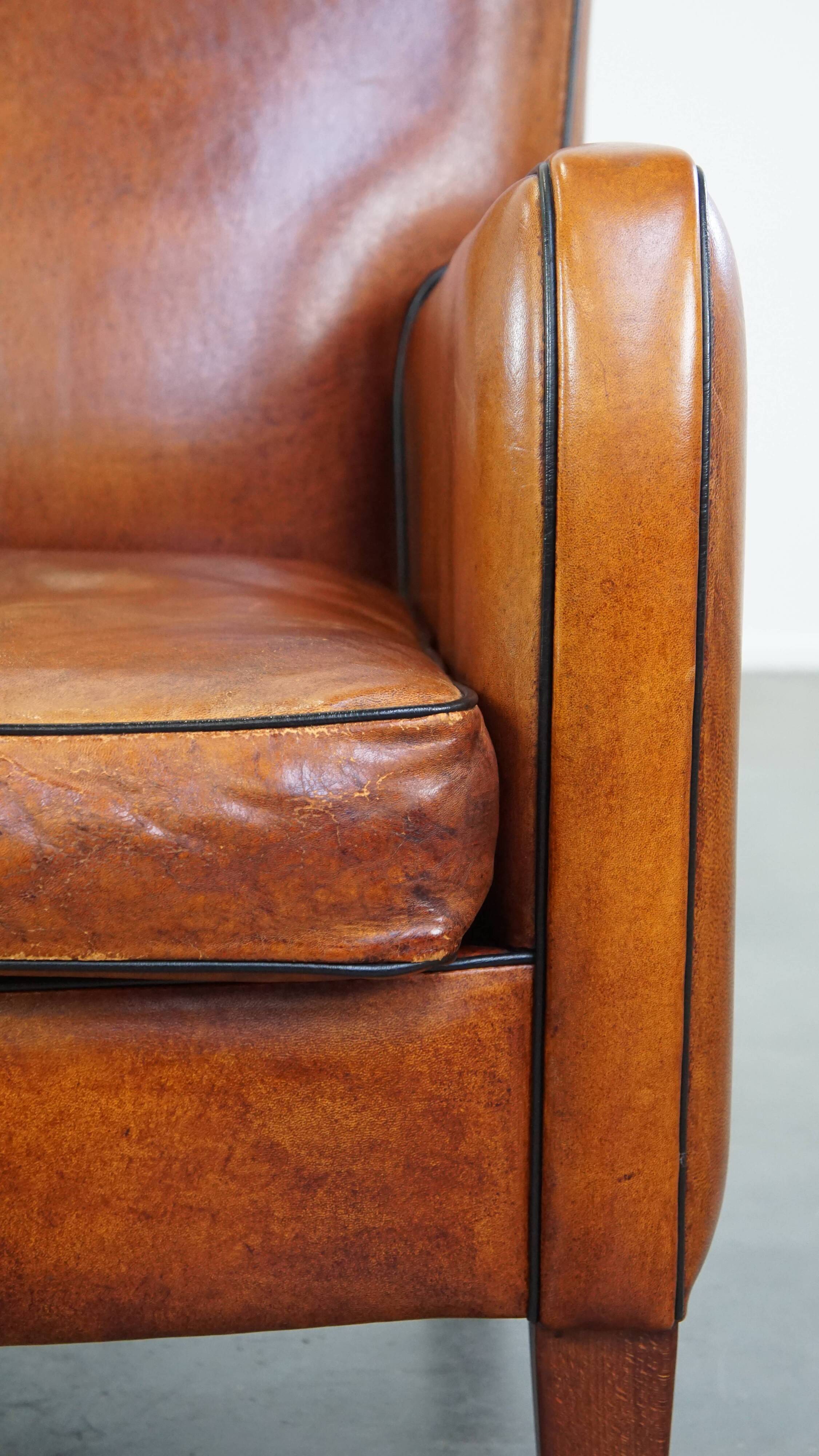 Sheepskin leather armchair