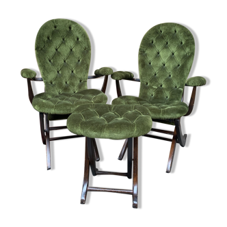 A pair of armchairs and a pouf. Art Deco.