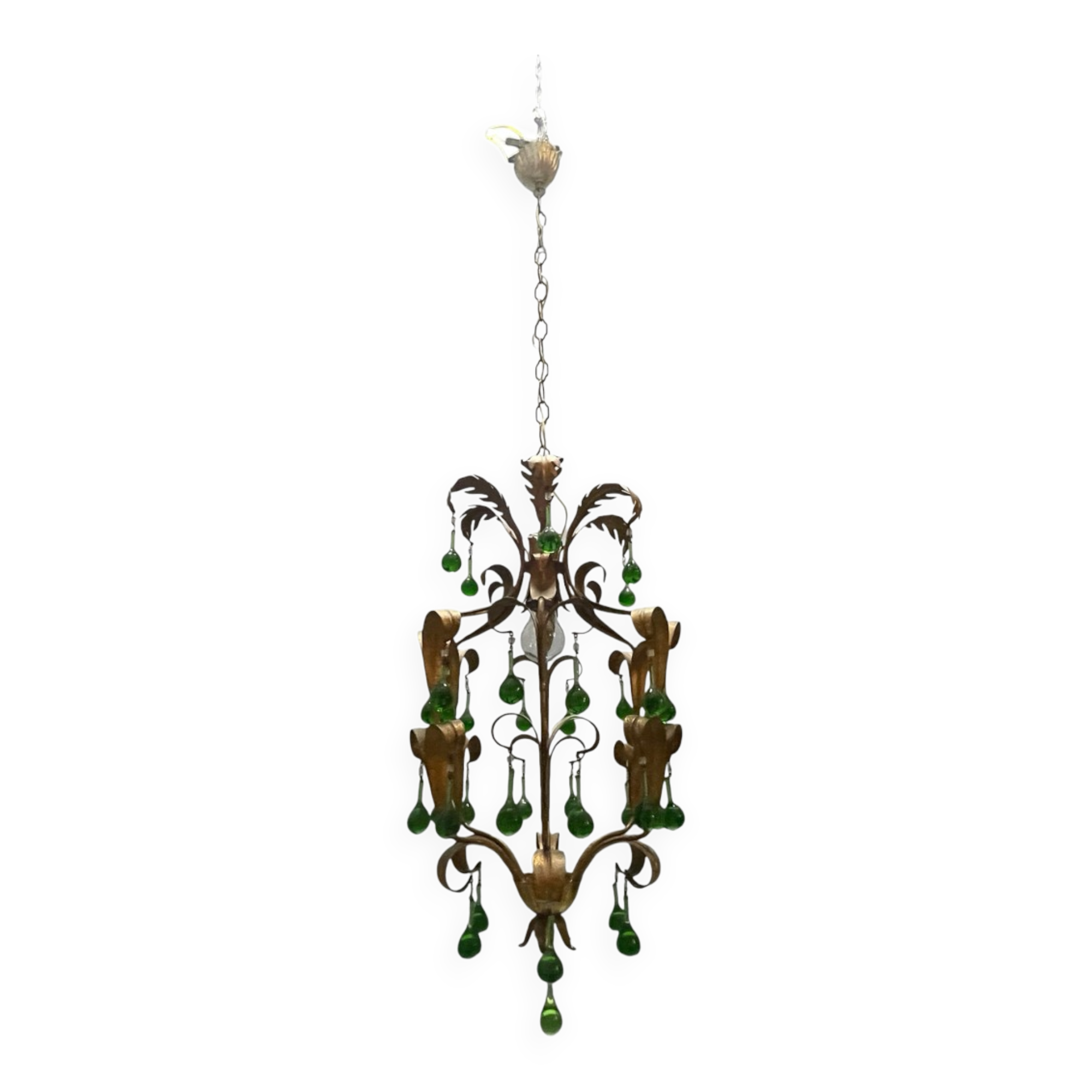 Lustre en verre de Murano Tole vert des années 1960