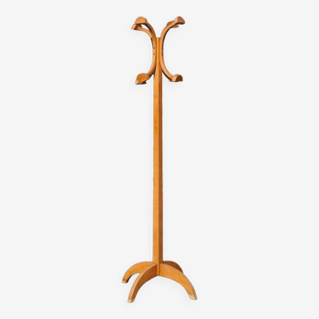 Coat rack on vintage wooden stand, wooden coat rack, entrance hall furniture, dressing room