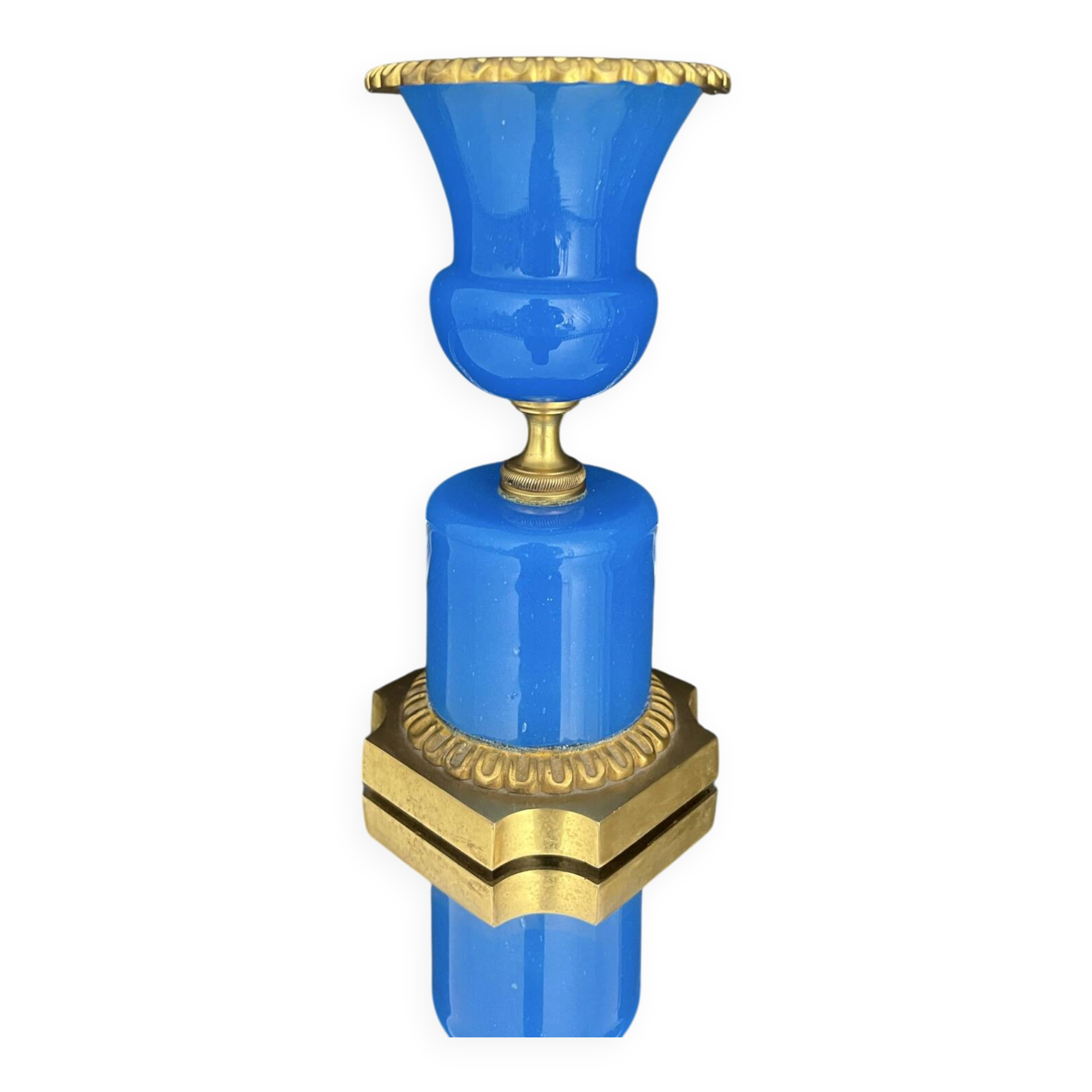 Médicis vase in blue opaline and gilded bronze
