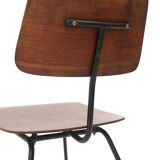 Curved plywood and metal chair, 1950s, set of 4