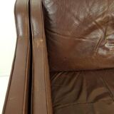 Vintage brown Danish leather sofa Mogens Hansen