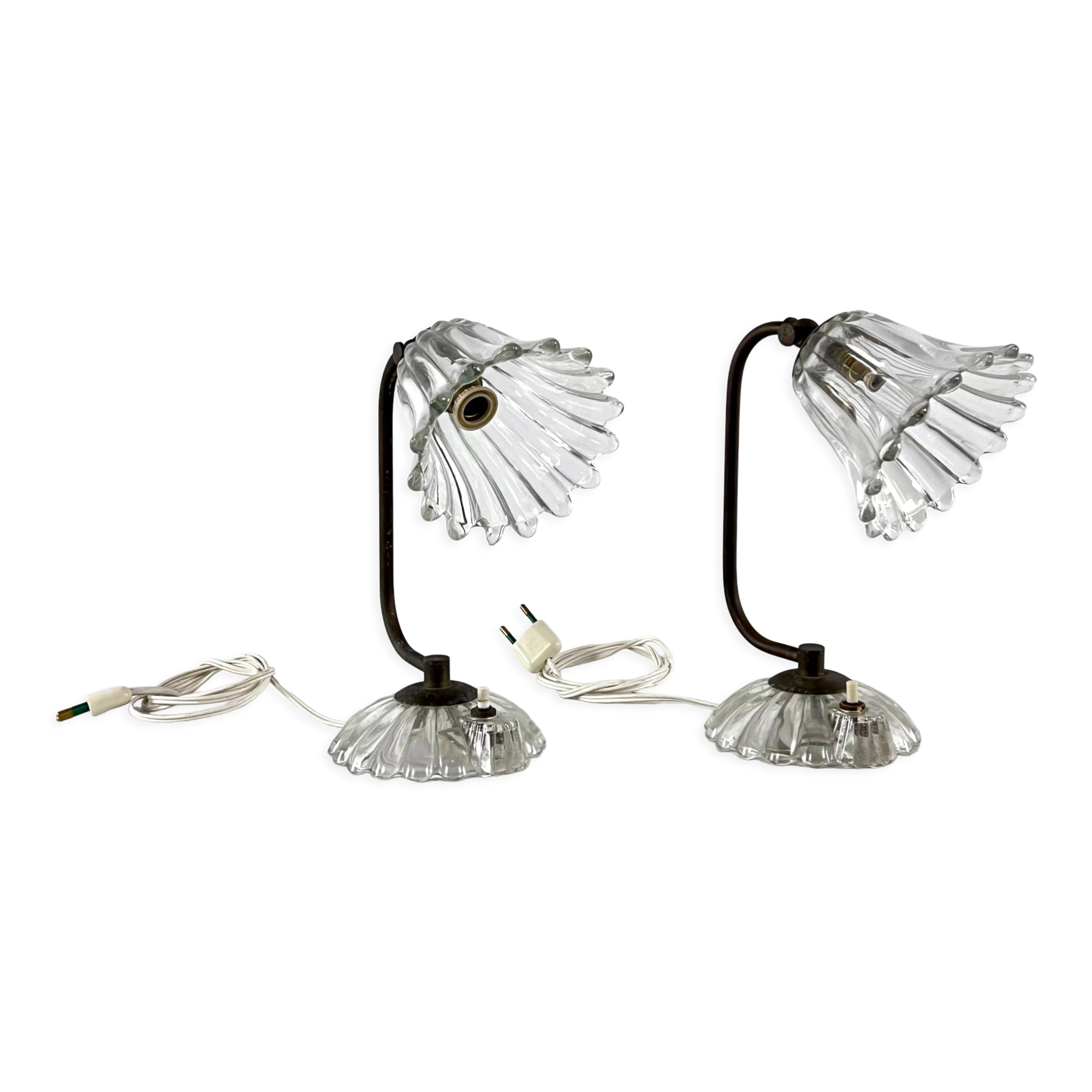 Art Deco, pair of Murano Glass table lamps, taly 1940s