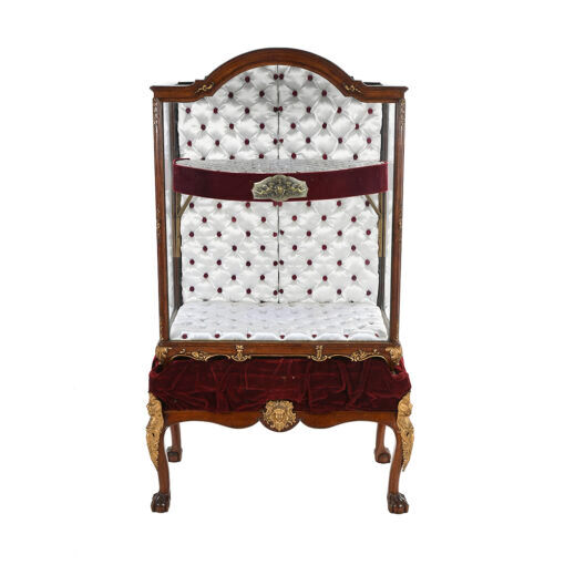 Mahogany jeweler's showcase with gilded bronze legs