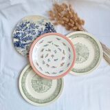 Vintage flat plates green blue pink