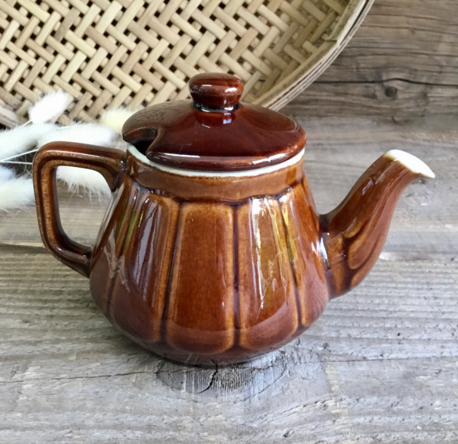 Vintage brown ceramic teapot