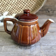 Vintage brown ceramic teapot