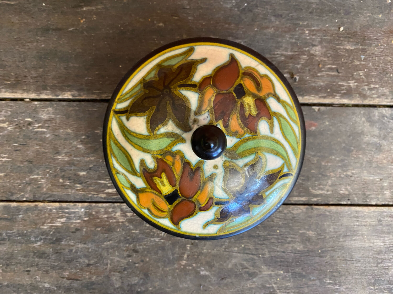 Antique Bonbonnière Box Gouda Plazuid ATRIUM Ceramic Holland Vintage