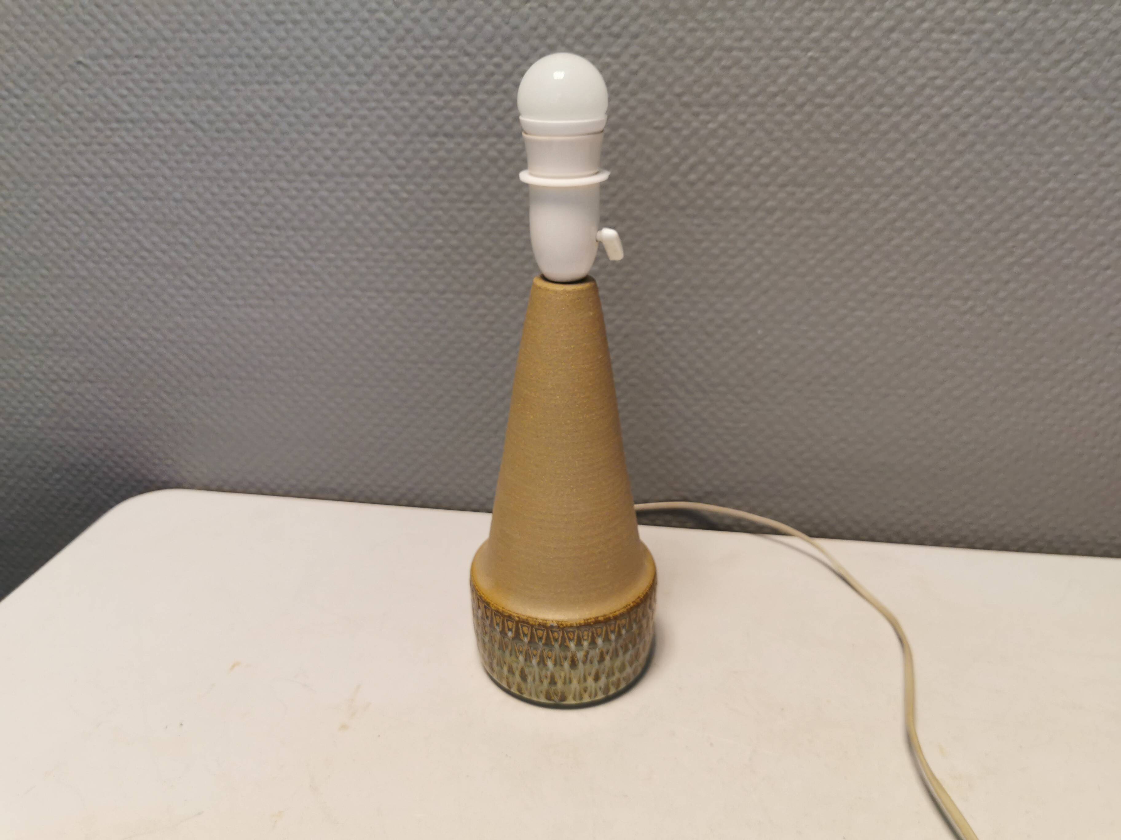 Handmade Beautiful partially glazed table lamp from Danish Søholm Ceramics, 1970s.