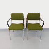 Pair of vintage fabric and chrome armchairs from the 70s