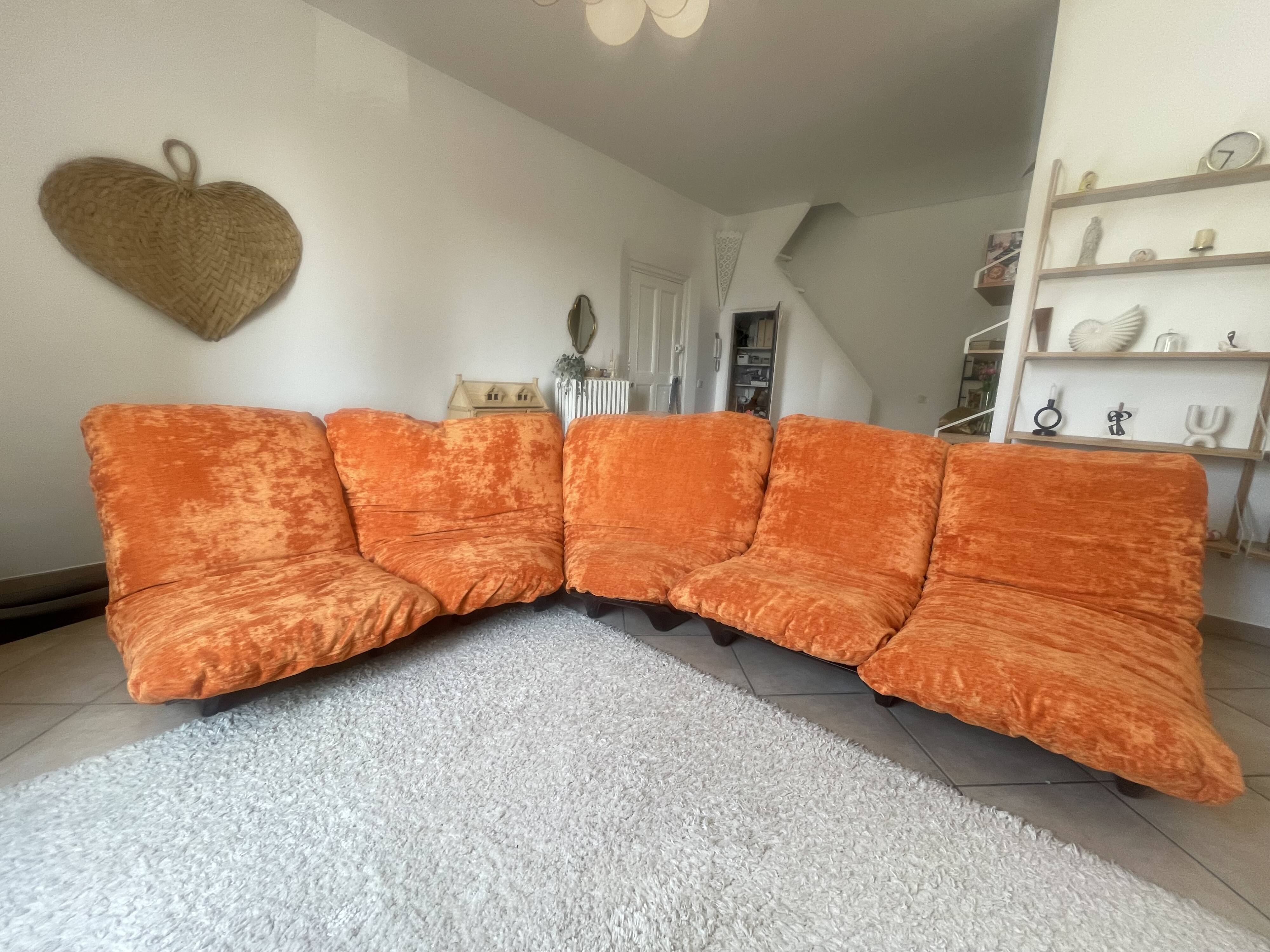 Rare vintage modular canapé for 5 people - Ligne Roset - Marsala model