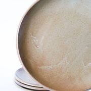 Set of 4 large flat plates in stoneware, Brenne stoneware, 1970.