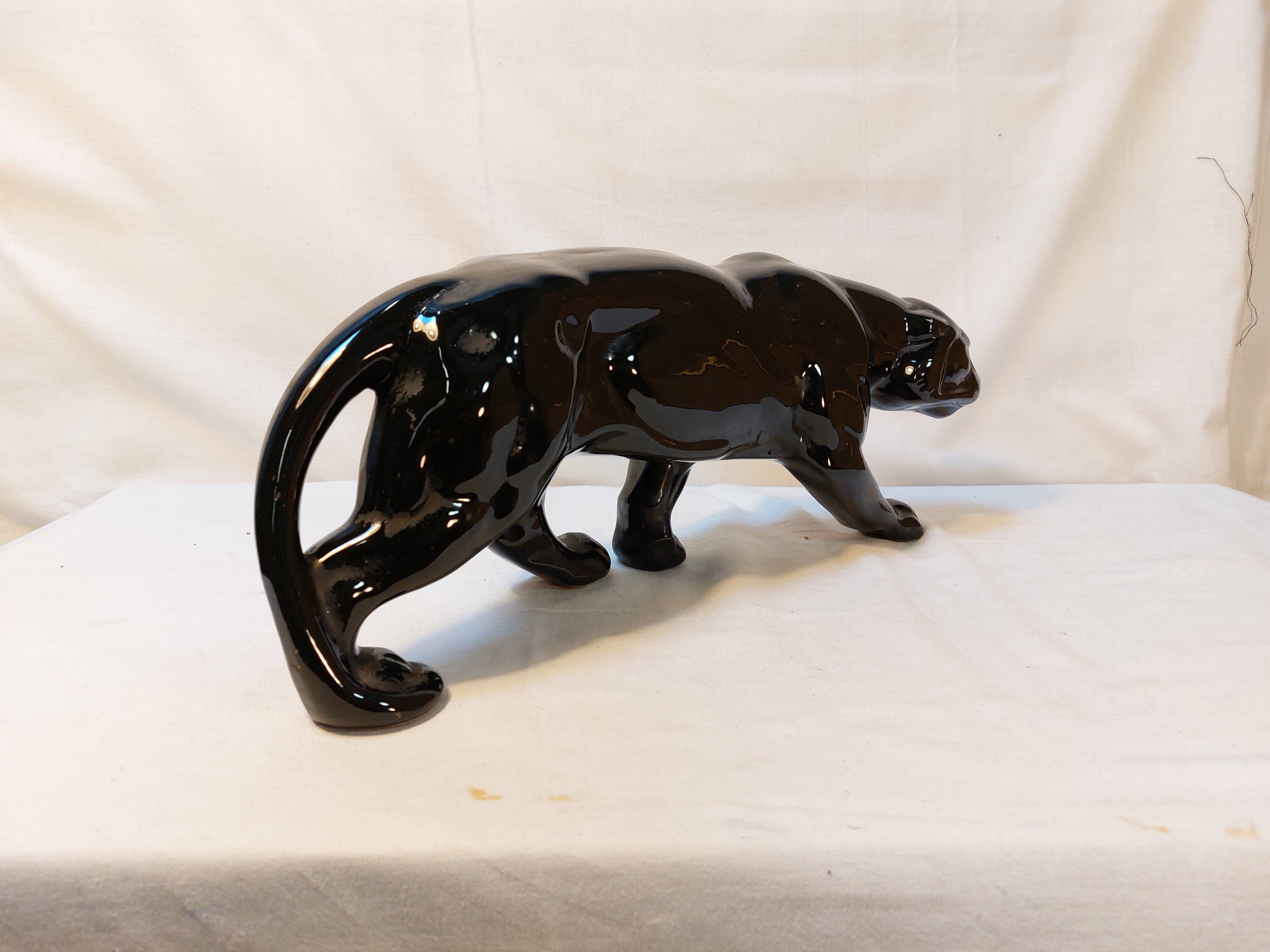 Art Deco Style Black Panther Ceramic