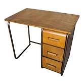 Bureau style stella métal & bois 3 tiroirs années 70 vintage #a144