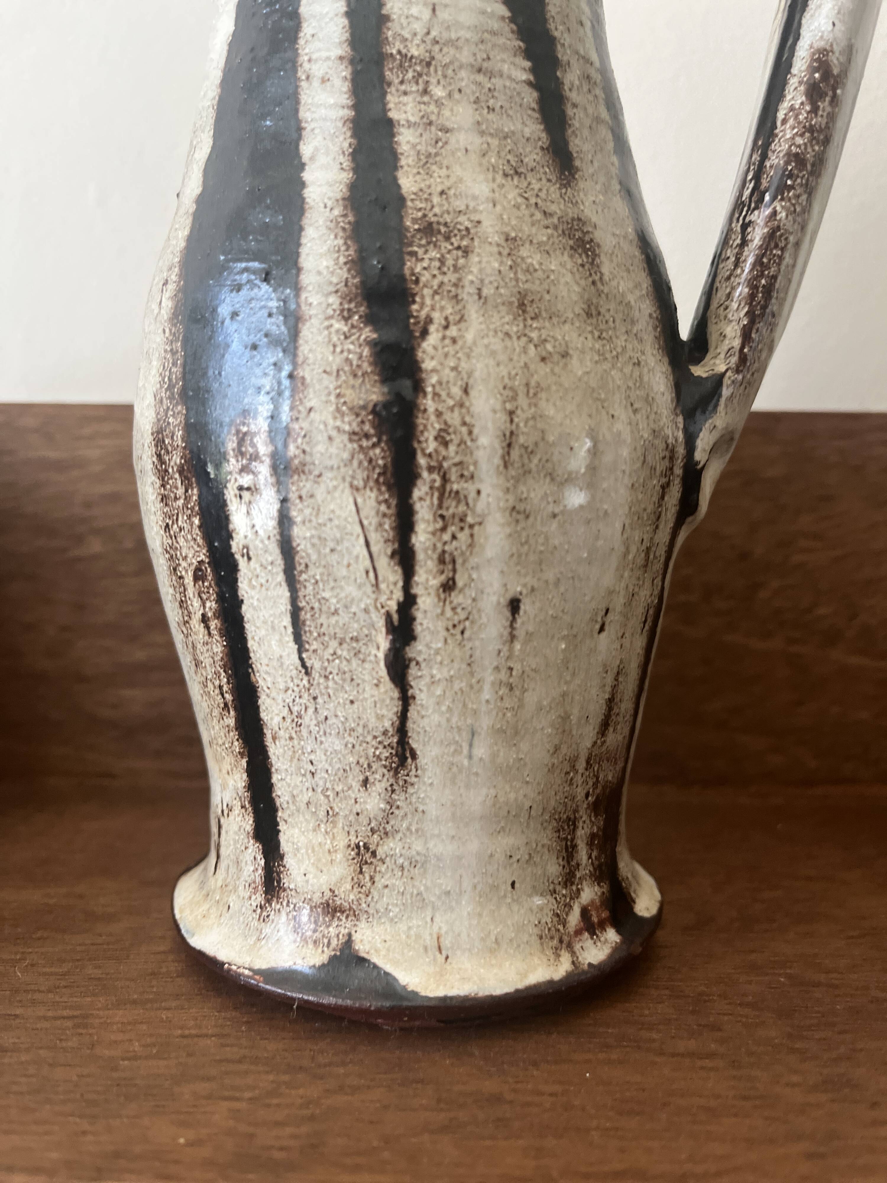 enameled and signed ceramic carafe, 1950