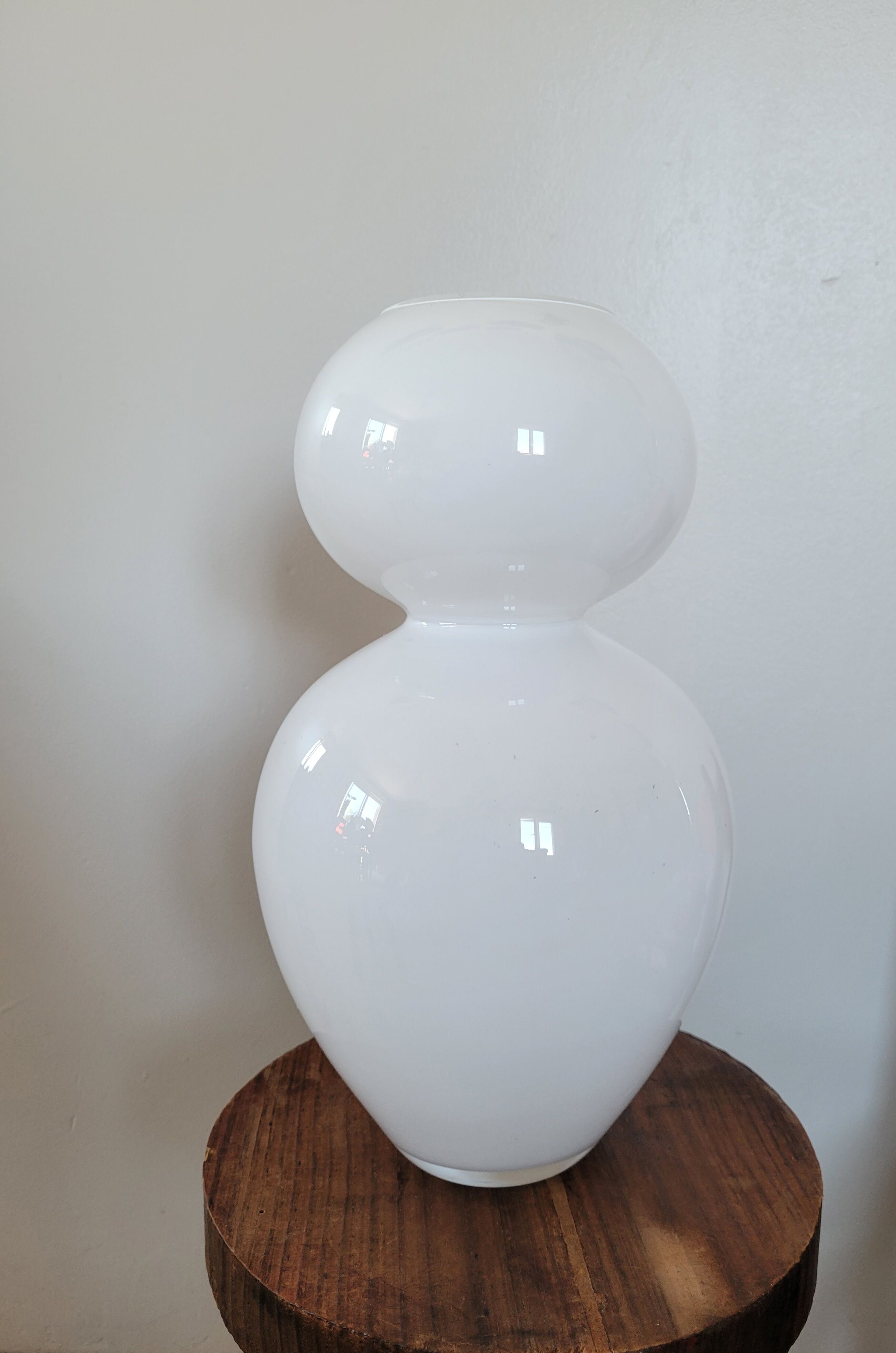 White opaline bubble vase