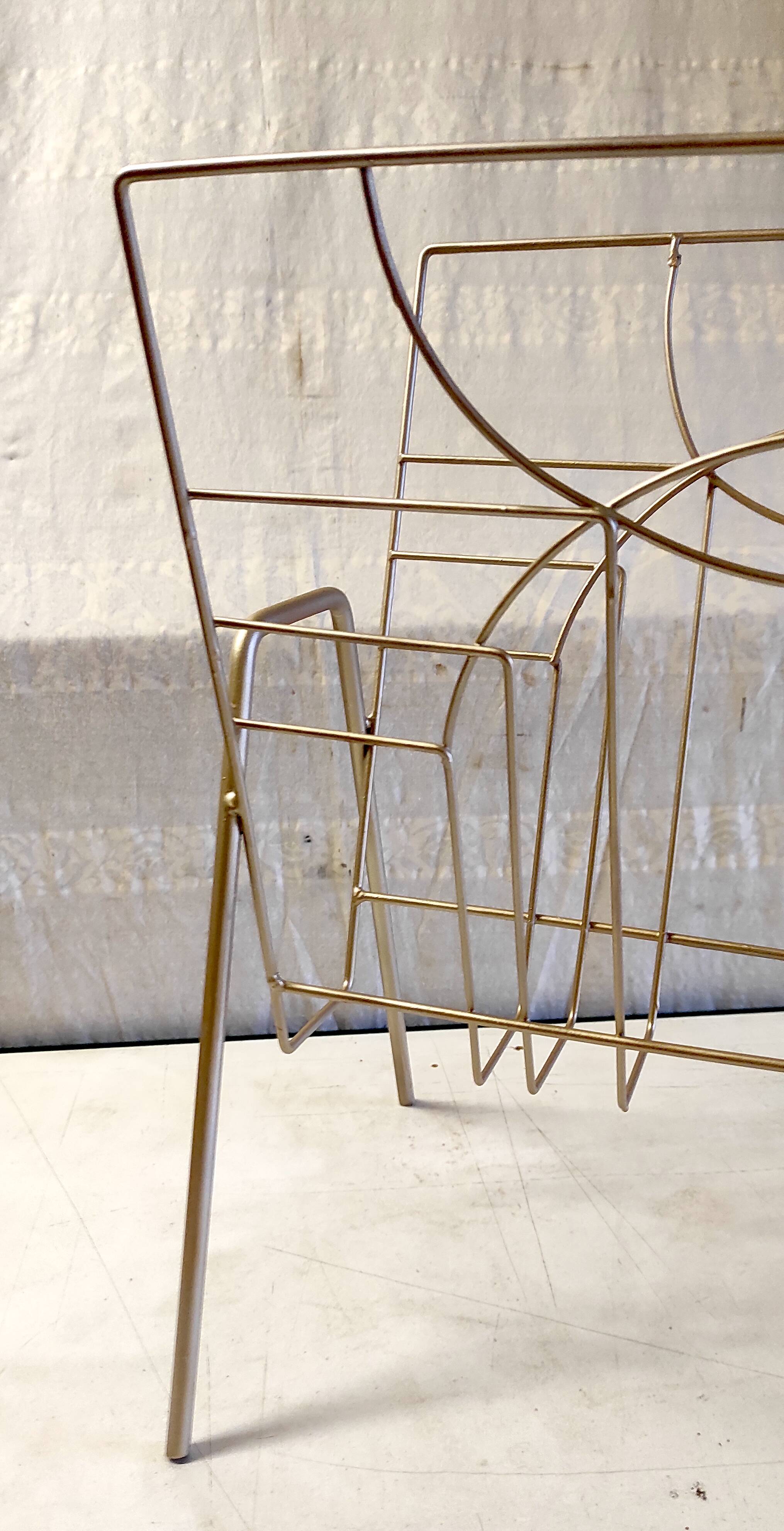 Art Deco style magazine rack in gilt metal - mid-20th century
