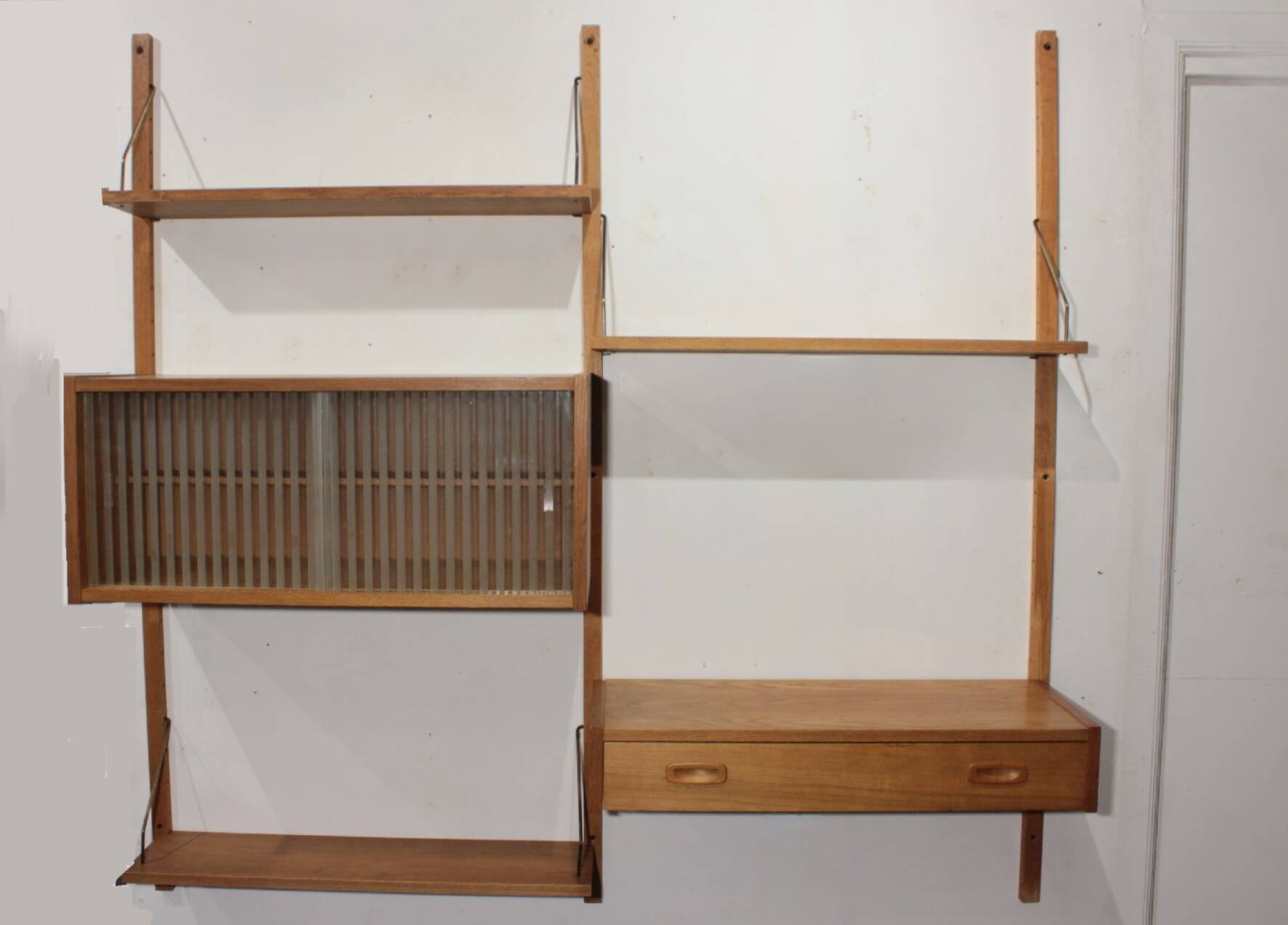 Vintage teak wall unit by Preben Sorensen, Denmark 1960s
