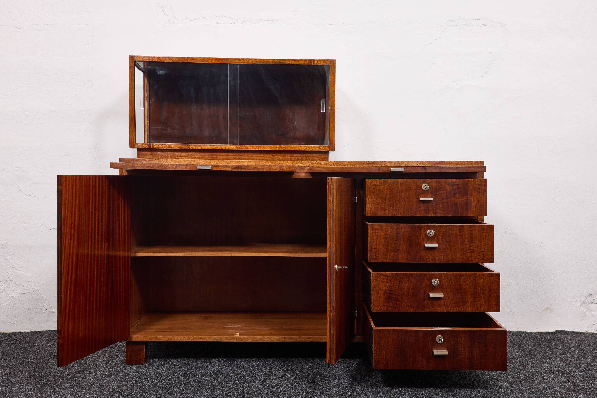 Buffet cubain en acajou de style Bauhaus, Gyula Kaesz, début des années 1940