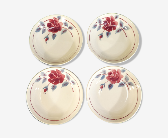 Set de 4 assiettes creuses en faience Moulins des loups hamage no digoin