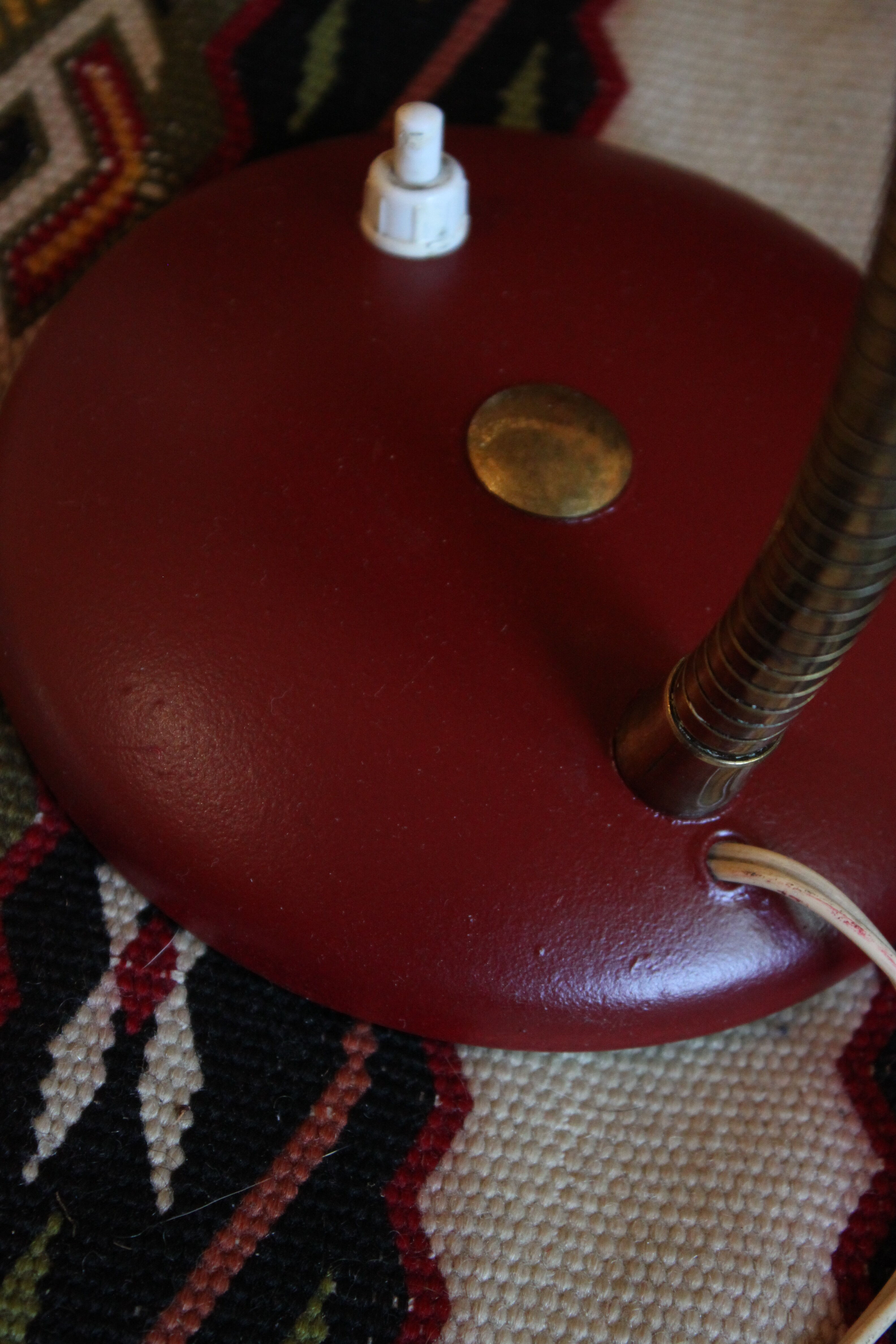 1950 burgundy desk lamp and laition