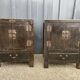 Pair of small accent tables or side tables, lacquered in black from Asia.