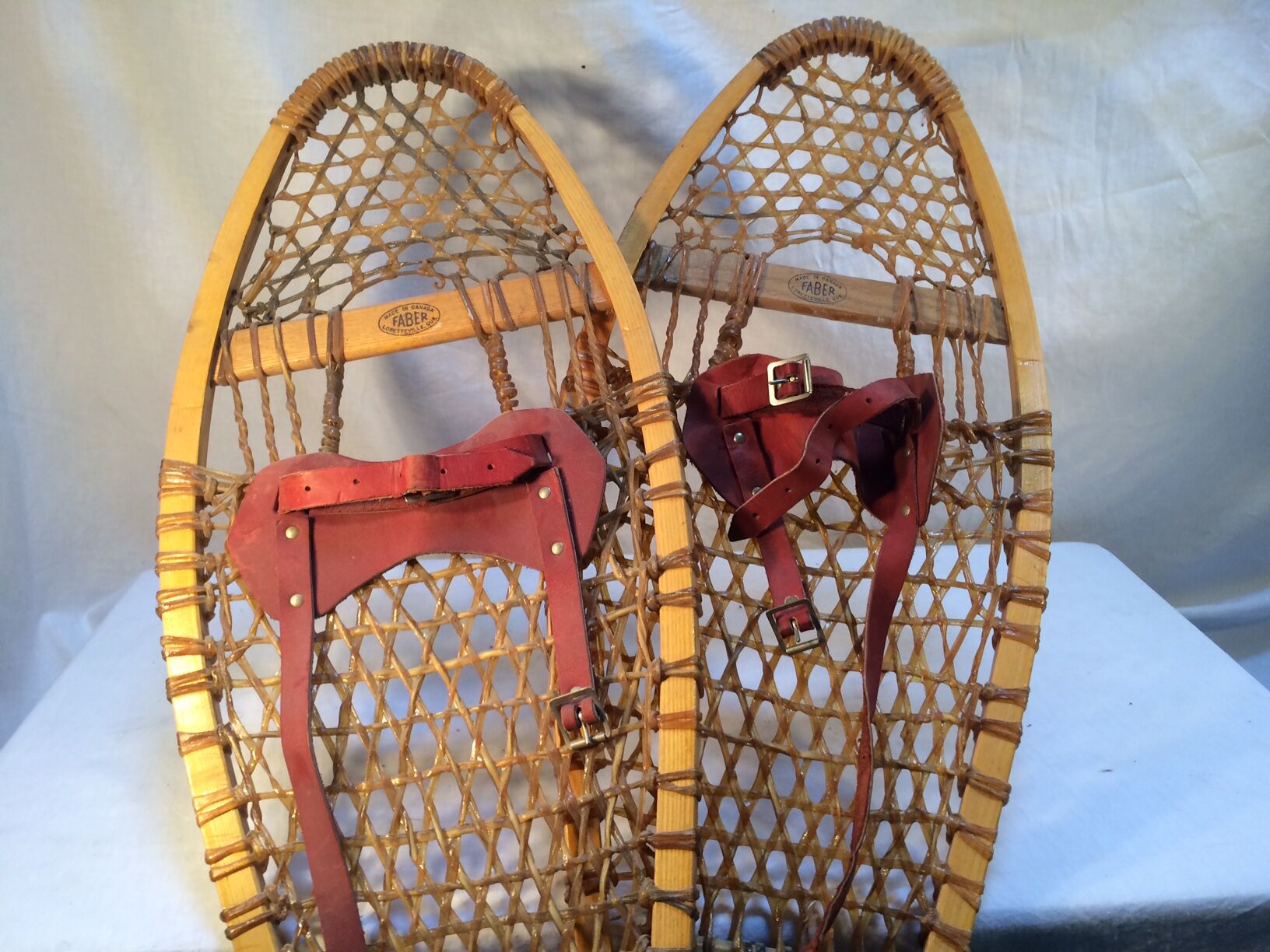 Paire de raquettes à neige anciennes Faber Canada Selency