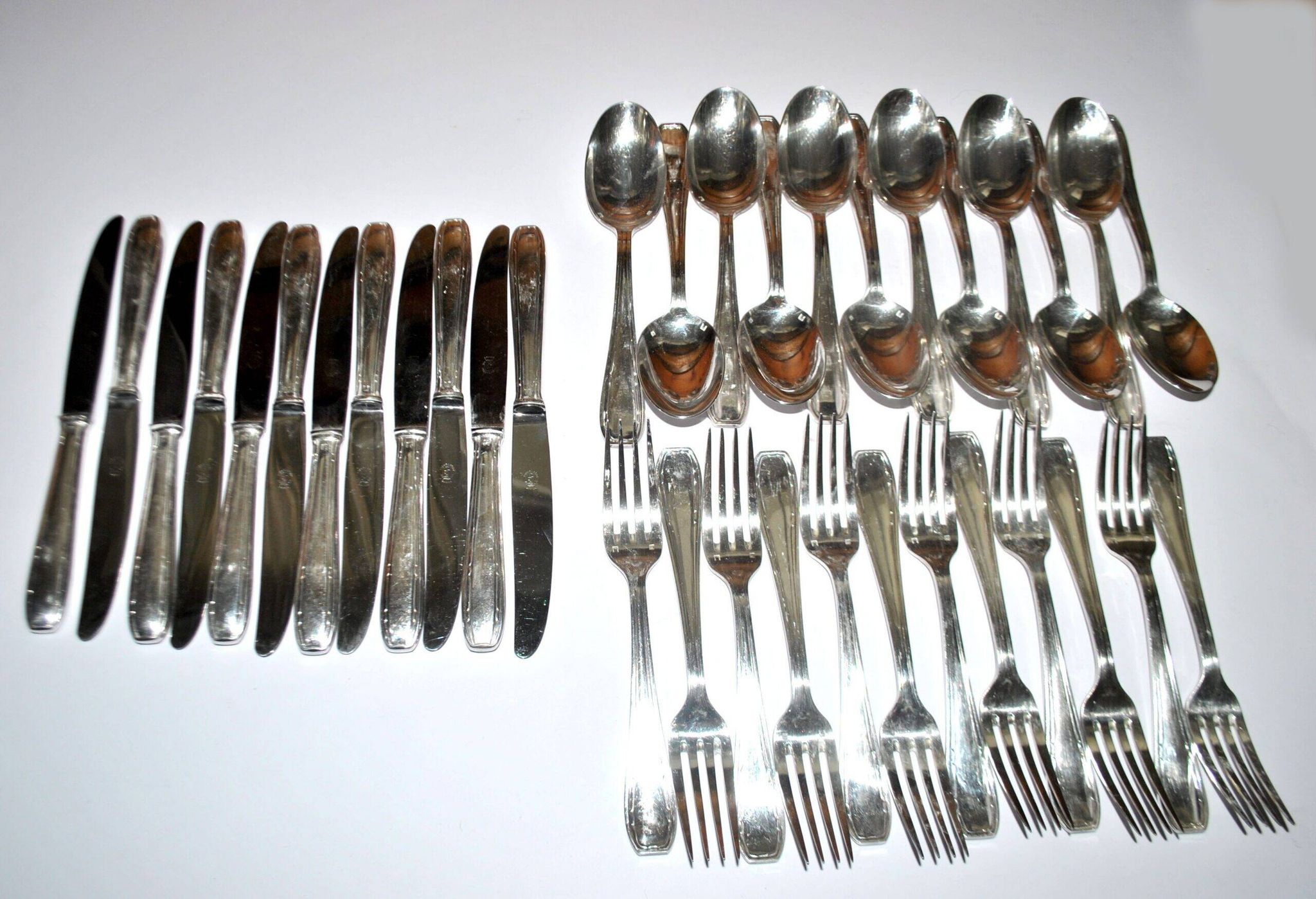 LCF set of 36 silver cutlery for starters and desserts, 1950s design Le Couvert Français