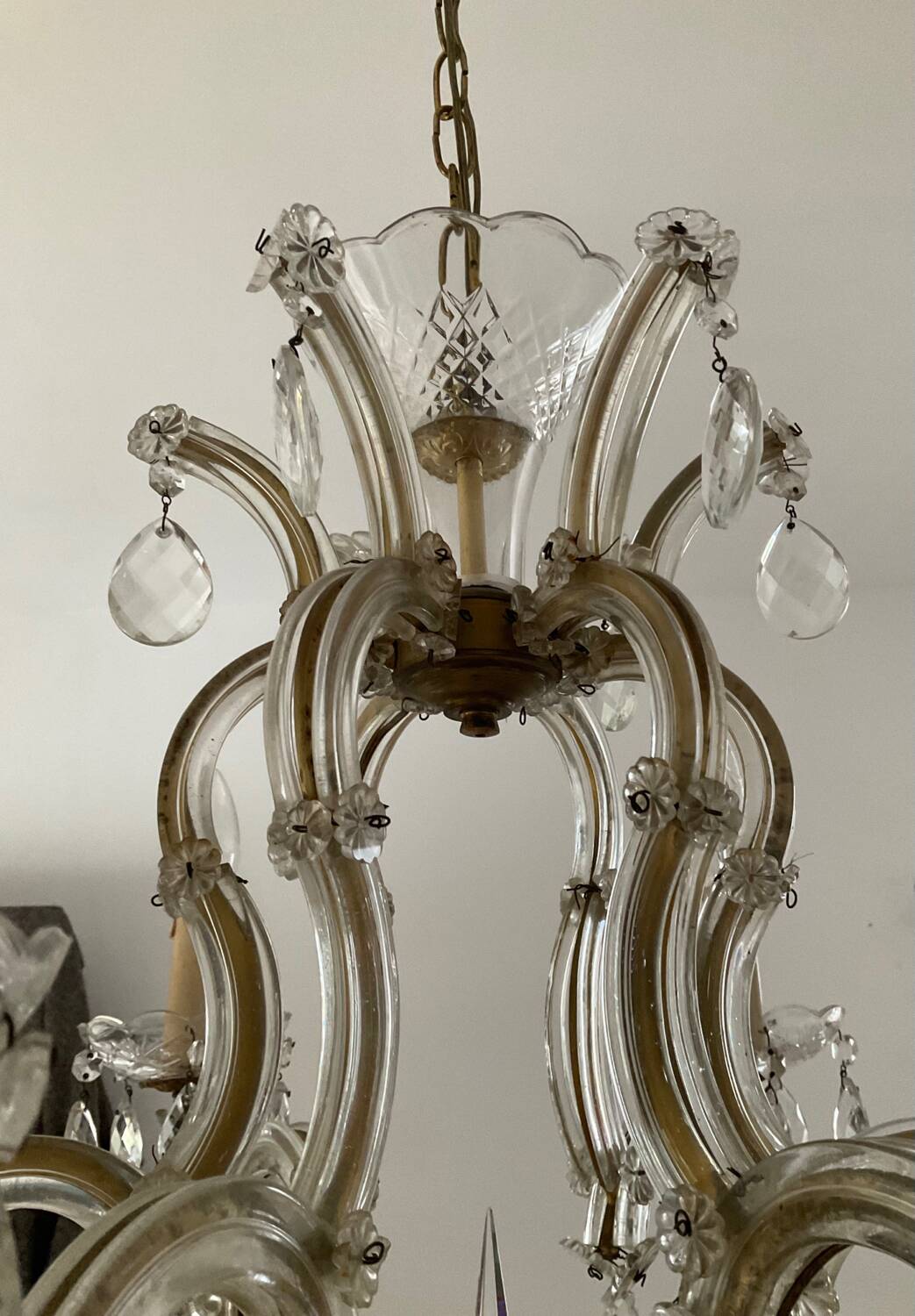 Old Venetian chandelier in crystal and bronze