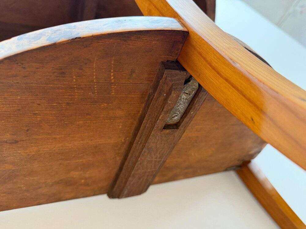 Biedermeier demi-lune console in cherry wood & birch wood, Franconia, 1830