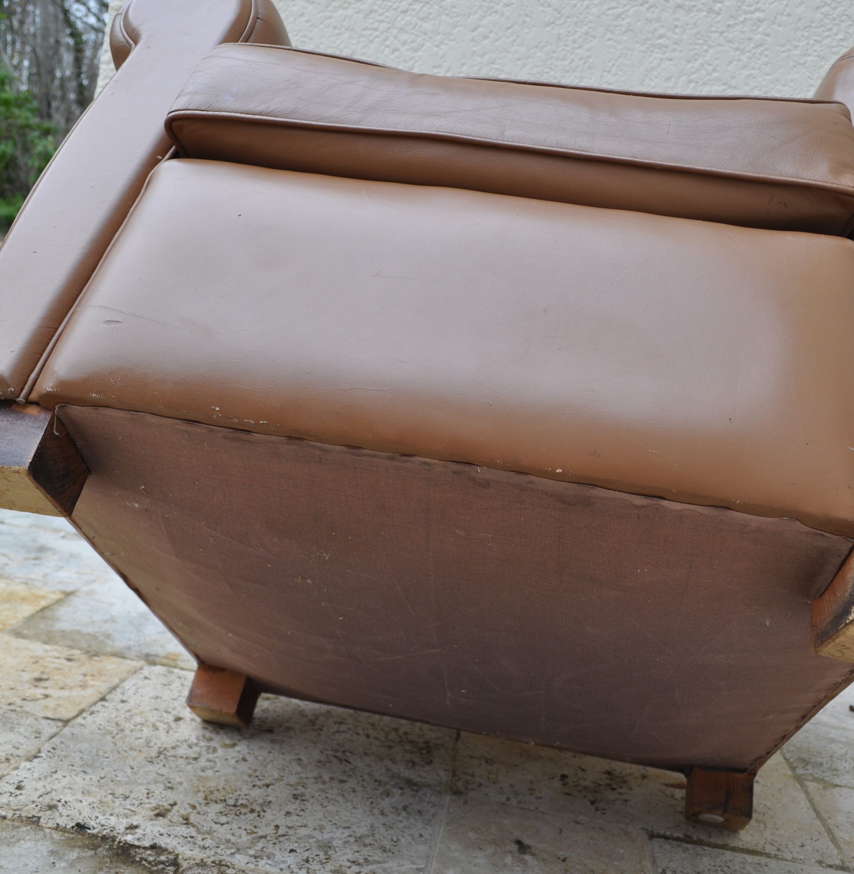 Vintage caramel leather club armchair