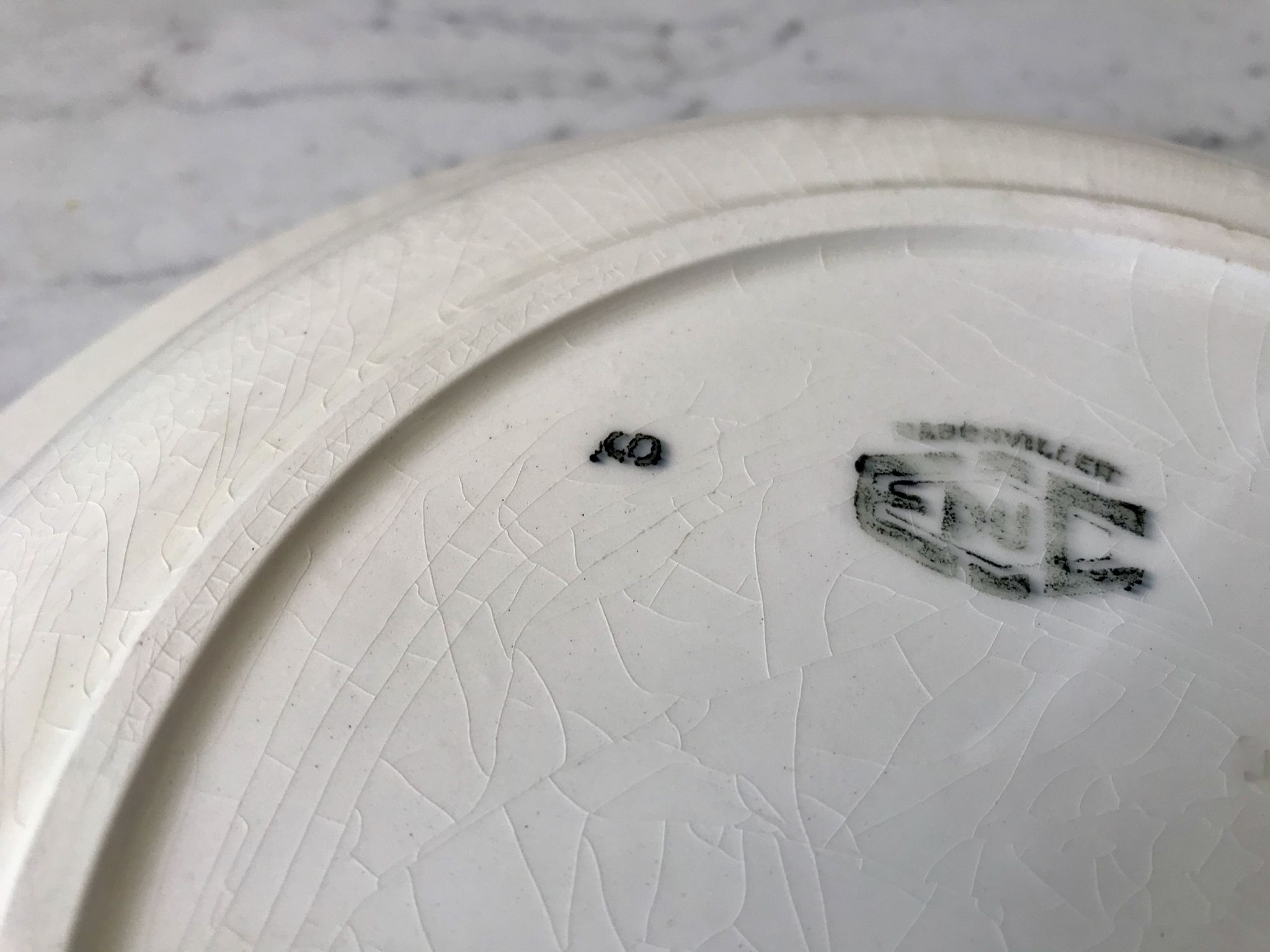 Hollow dish / salad bowl badonviller with geometric patterns 30s