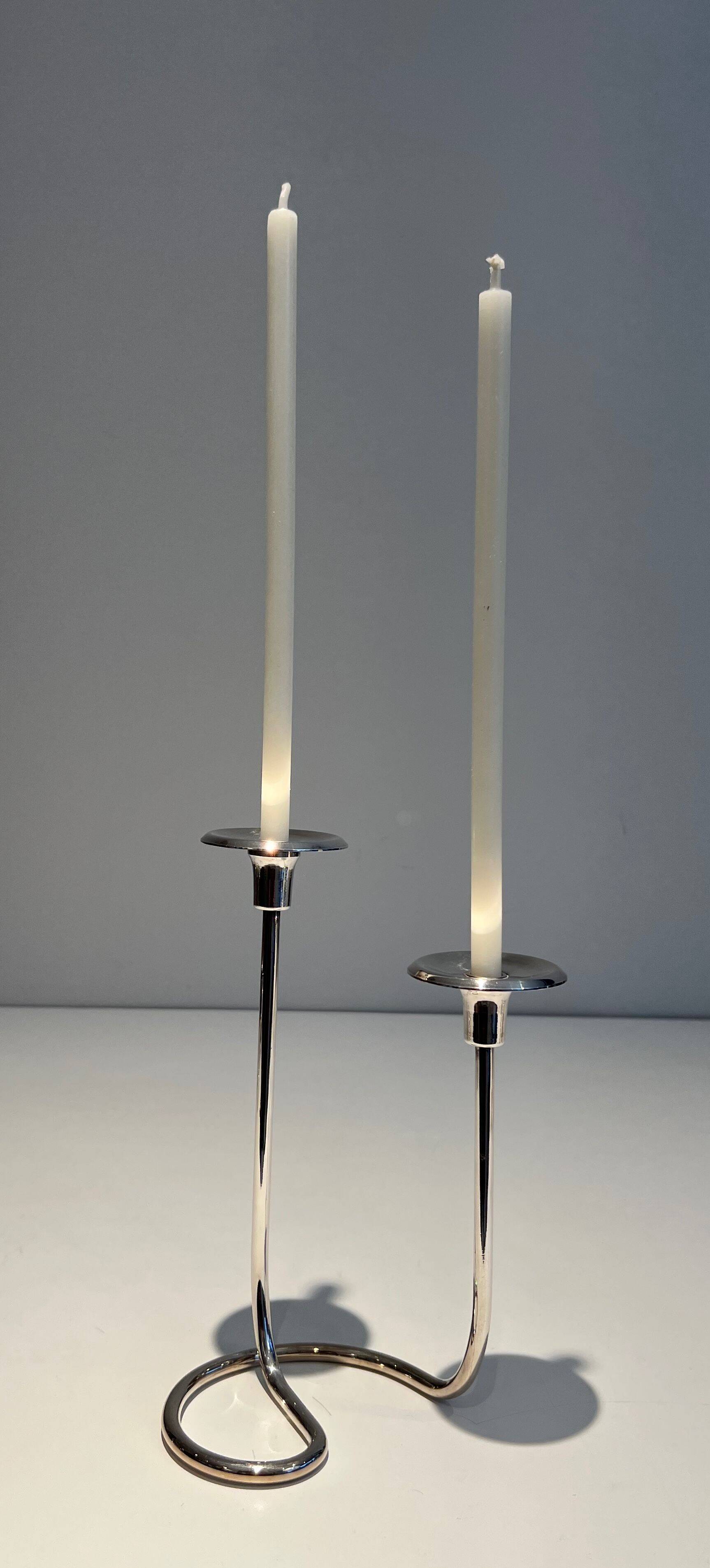 Silver-plated metal candle holder