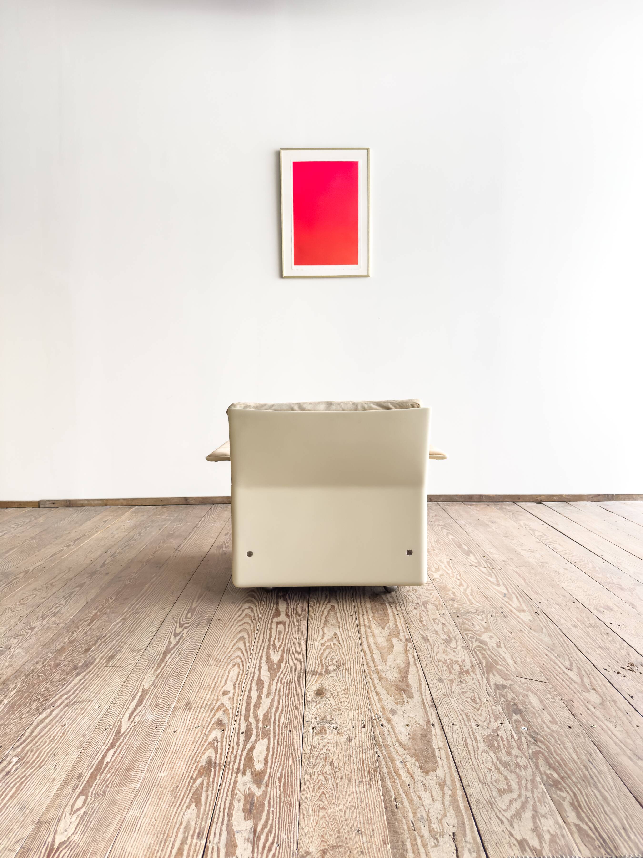 Fauteuil design 620 en cuir suédé beige par Dieter Rams, Vitsœ, Mid-Century