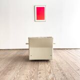 Fauteuil design 620 en cuir suédé beige par Dieter Rams, Vitsœ, Mid-Century