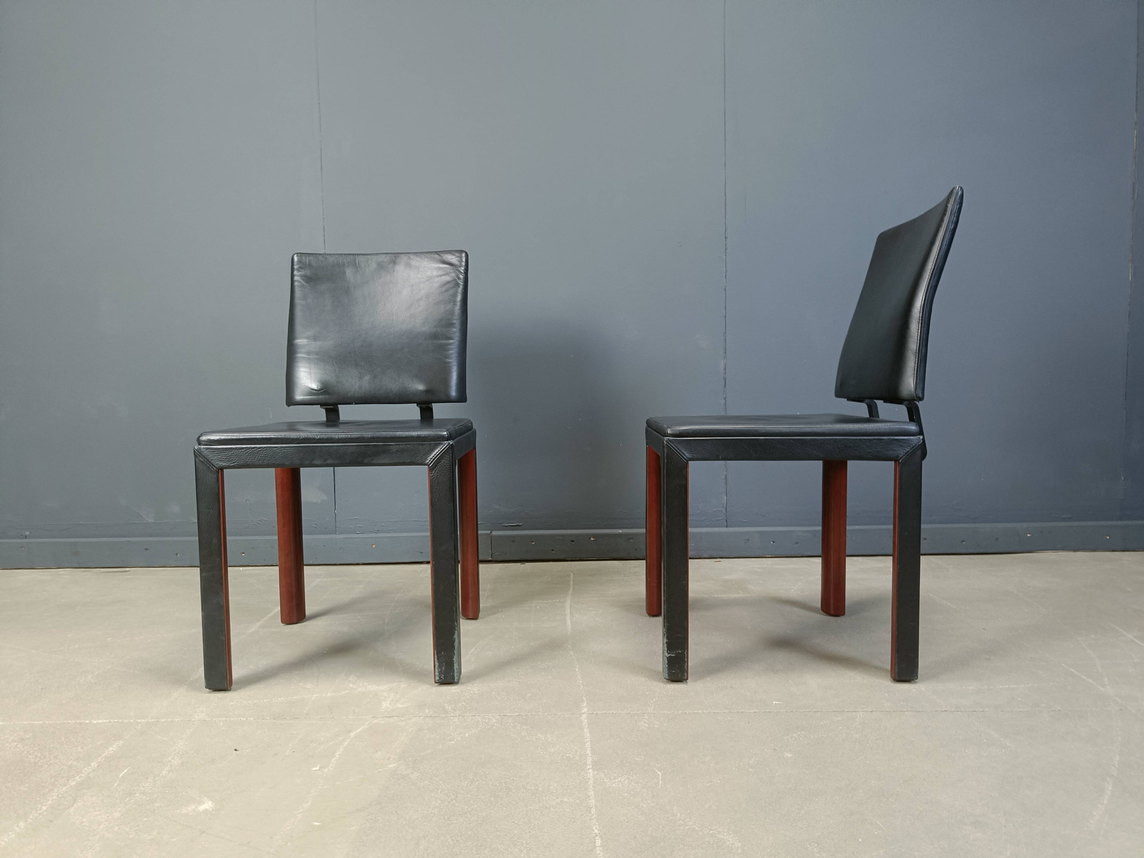 Vintage leather dining chairs by Durlet, 1980s