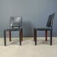Vintage leather dining chairs by Durlet, 1980s