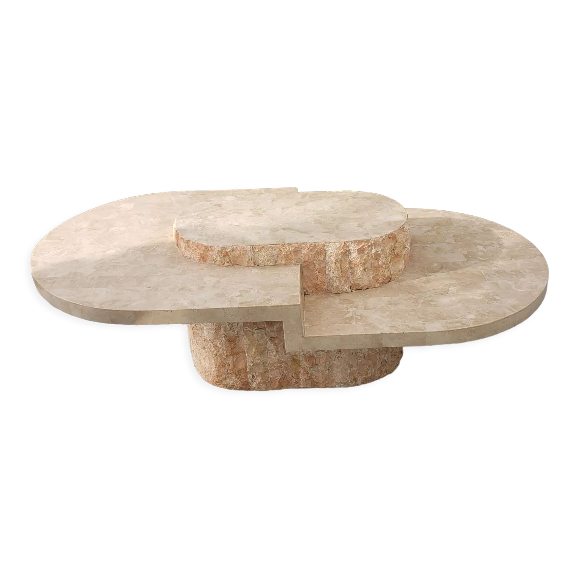 Travertine veneer coffee table from Maitland_Smith 1970