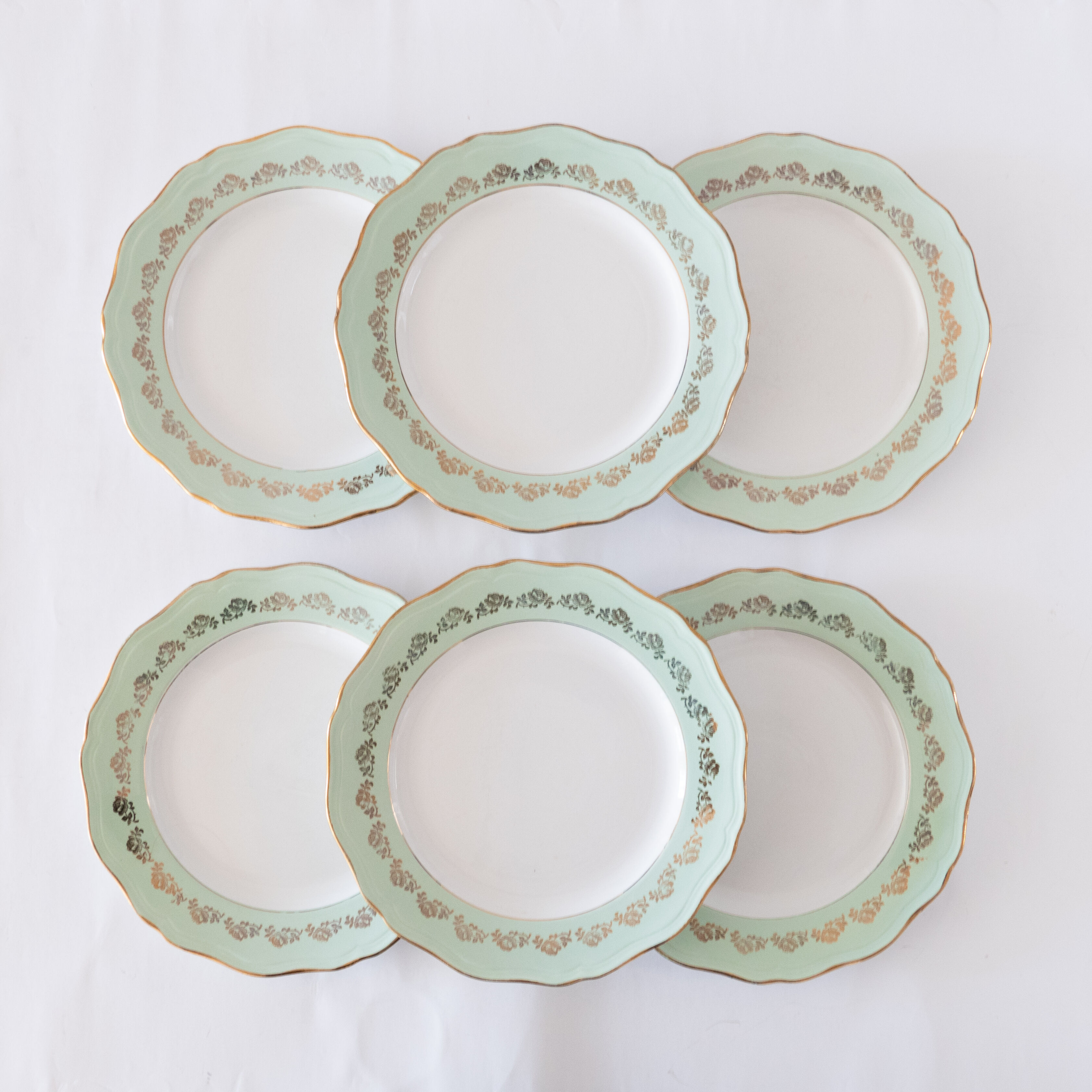 6 flat plates old l'Amandinoise vertes