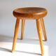 Tabouret de type berger en bois blond, Années 60