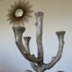 Brutalist candlestick sculpture massive aluminum tree 70s