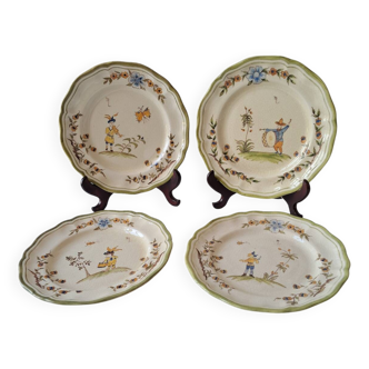 4 Moustiers Longchamp plates, Al.Markoff decor. 1980s and 1986s