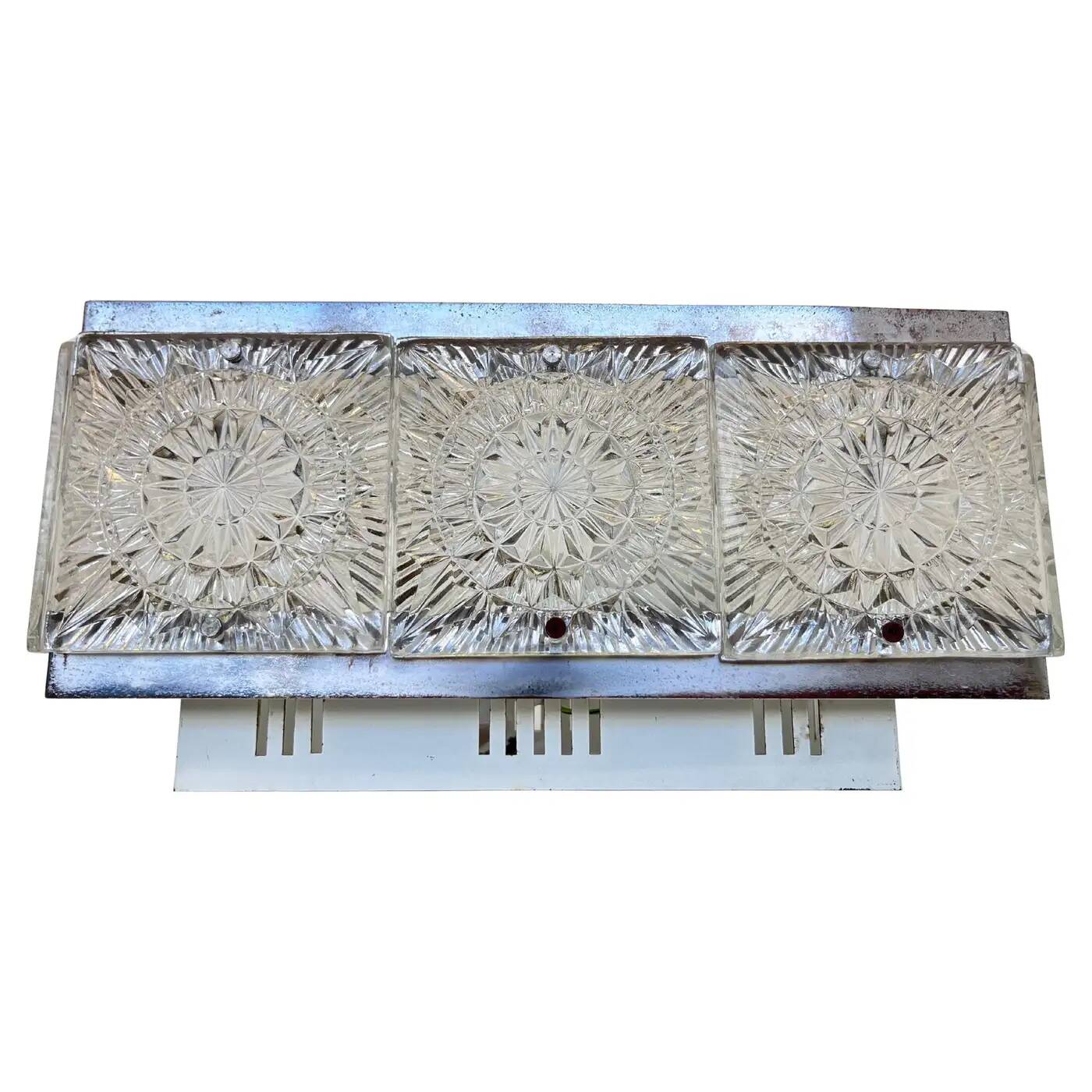 Rare glass flush mount by Kamenicky Senov, 1970s / Czechoslovakia