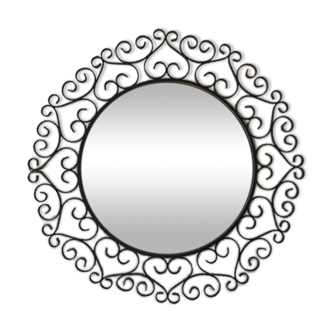 Black wrought iron Chaty Vallauris mirror 47cm