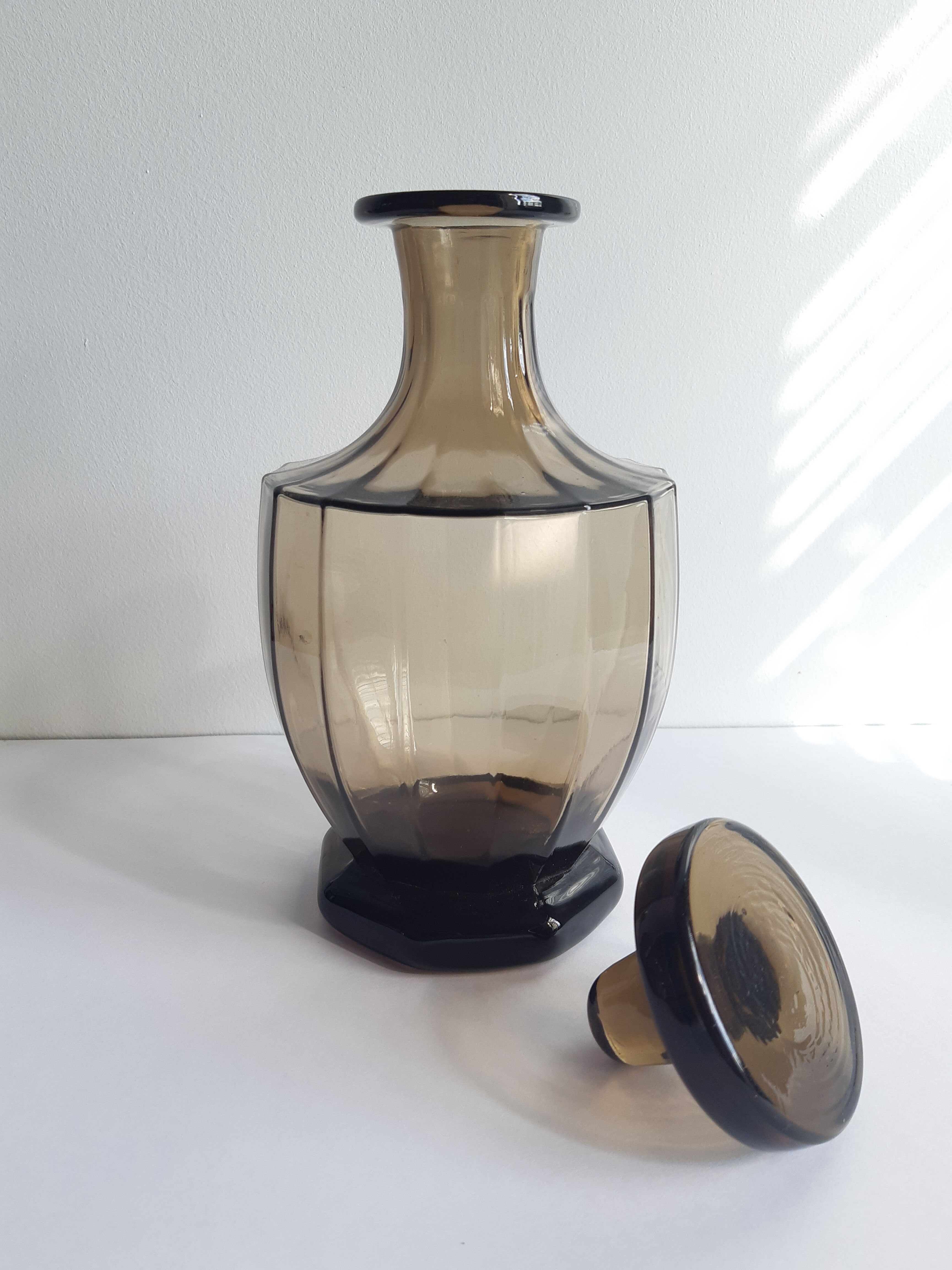 Vintage decanter in grey glass