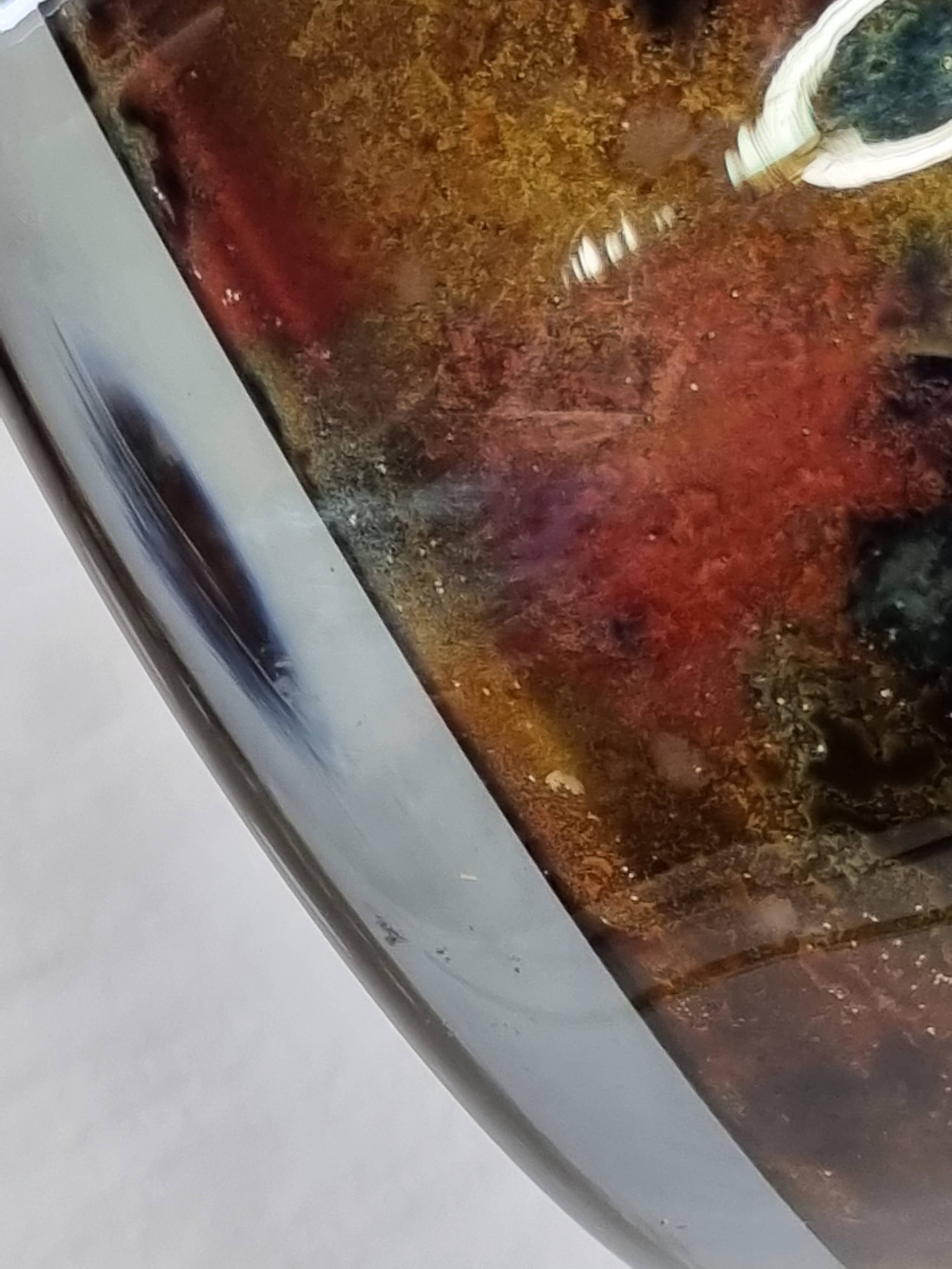 Signed églomisé glass vase, unique piece, France, circa 1980, 46 cm